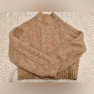 Cropped alpaca and wool blend sweater